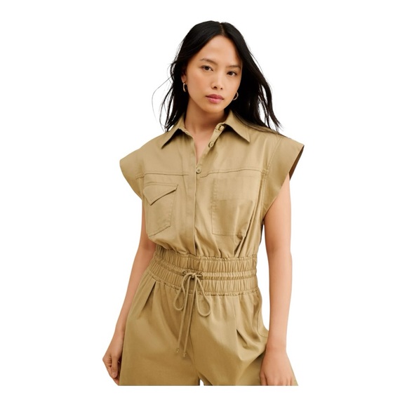 NWOT Anthropologie Pilcro Twill Utility Cargo jumpsuit  Size Large boho - Picture 3 of 4